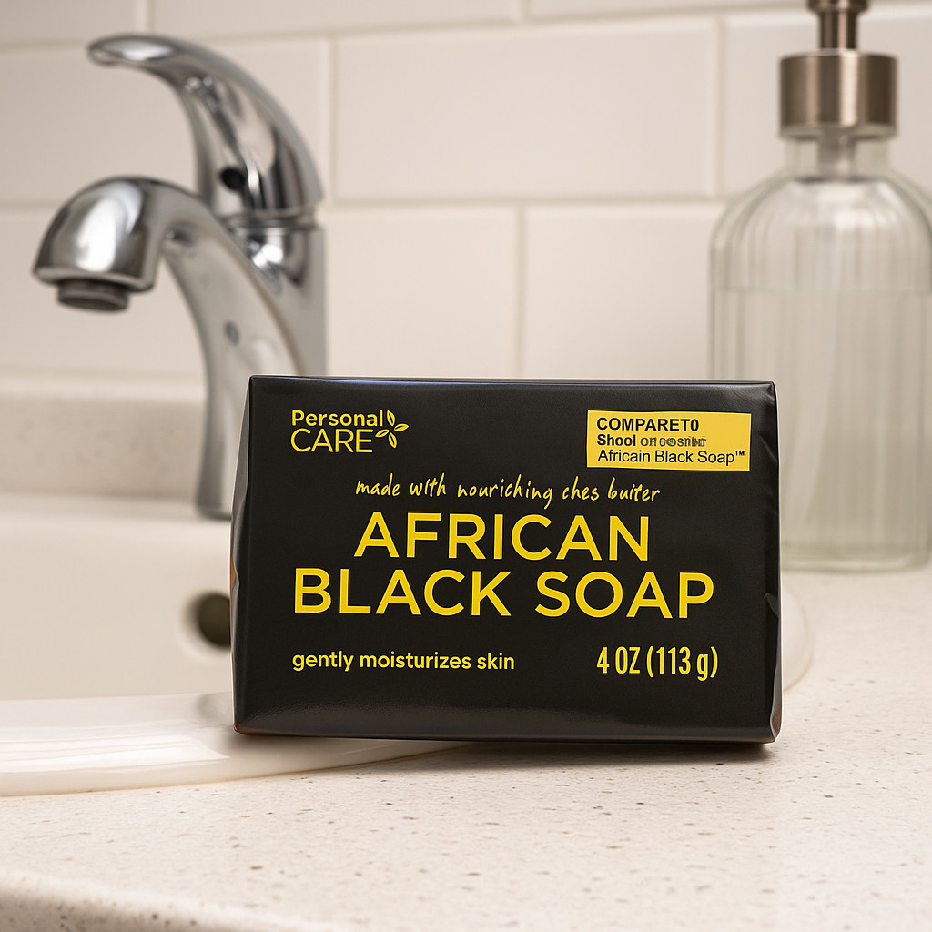 Personal Care African Black Soap with Shea Butter, Pack of 3, 4oz (113g)