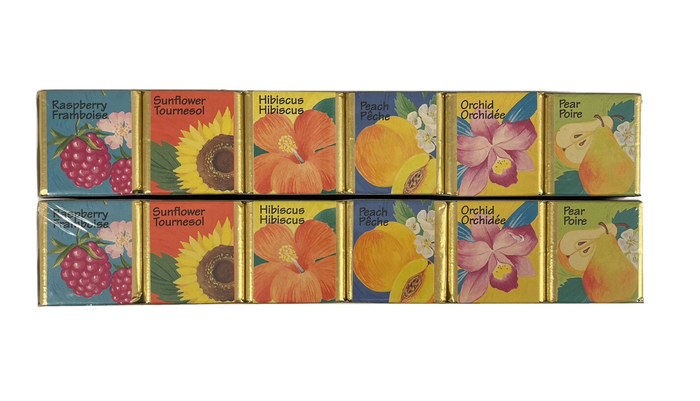 Delagar 12 English Bath Cubes, Raspberry, Sunflower, Hibiscus, Peach, Orchid