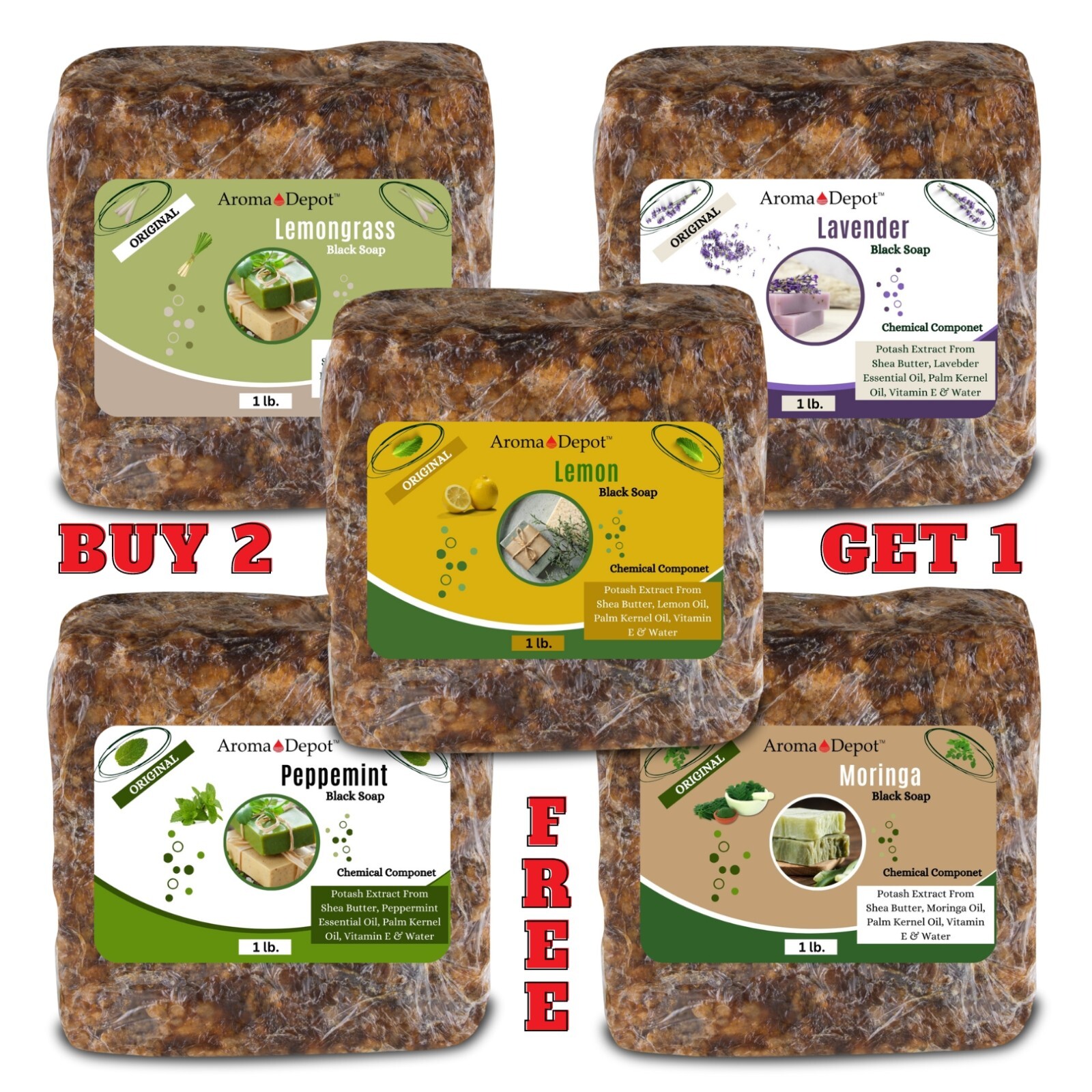 MORINGA Black Soap Herbal Vegan Organic Unrefined 100% Natural Anti Acne/Fungus