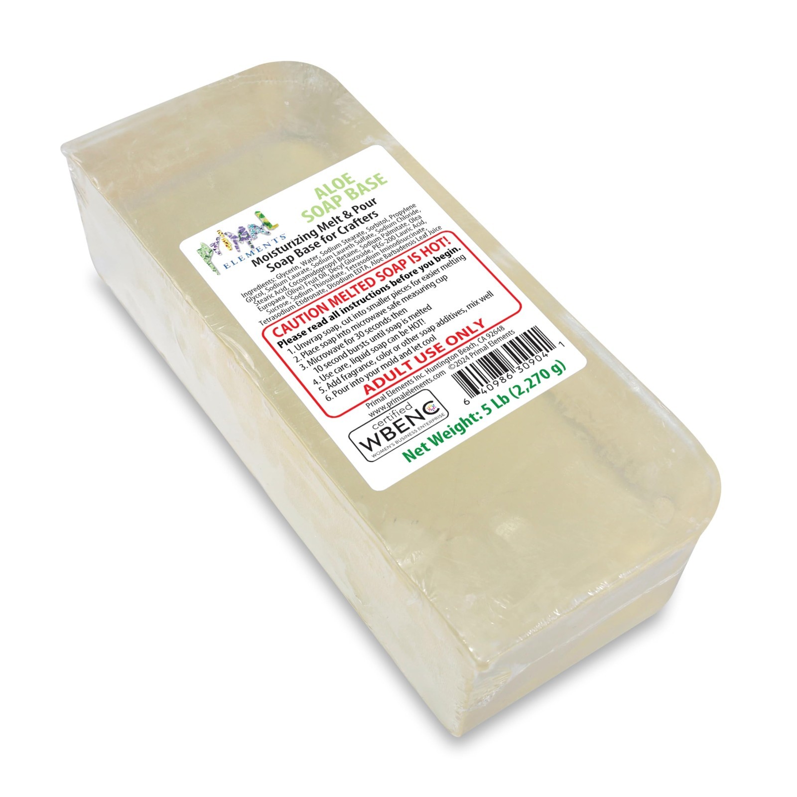 Moisturizing Aloe Glycerin Soap Base – Melt and Pour, Easy Cut – 5 lbs for Craft