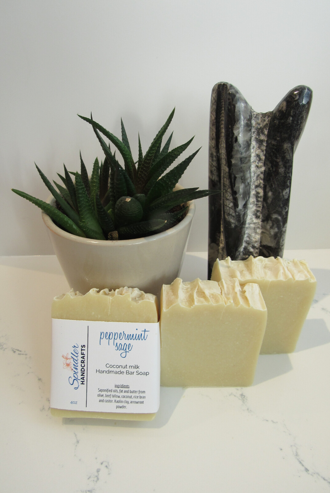 PEPPERMINT SAGE – Moisturizing Beef Tallow Handmade – Homemade Bar Soap wt. 4oz