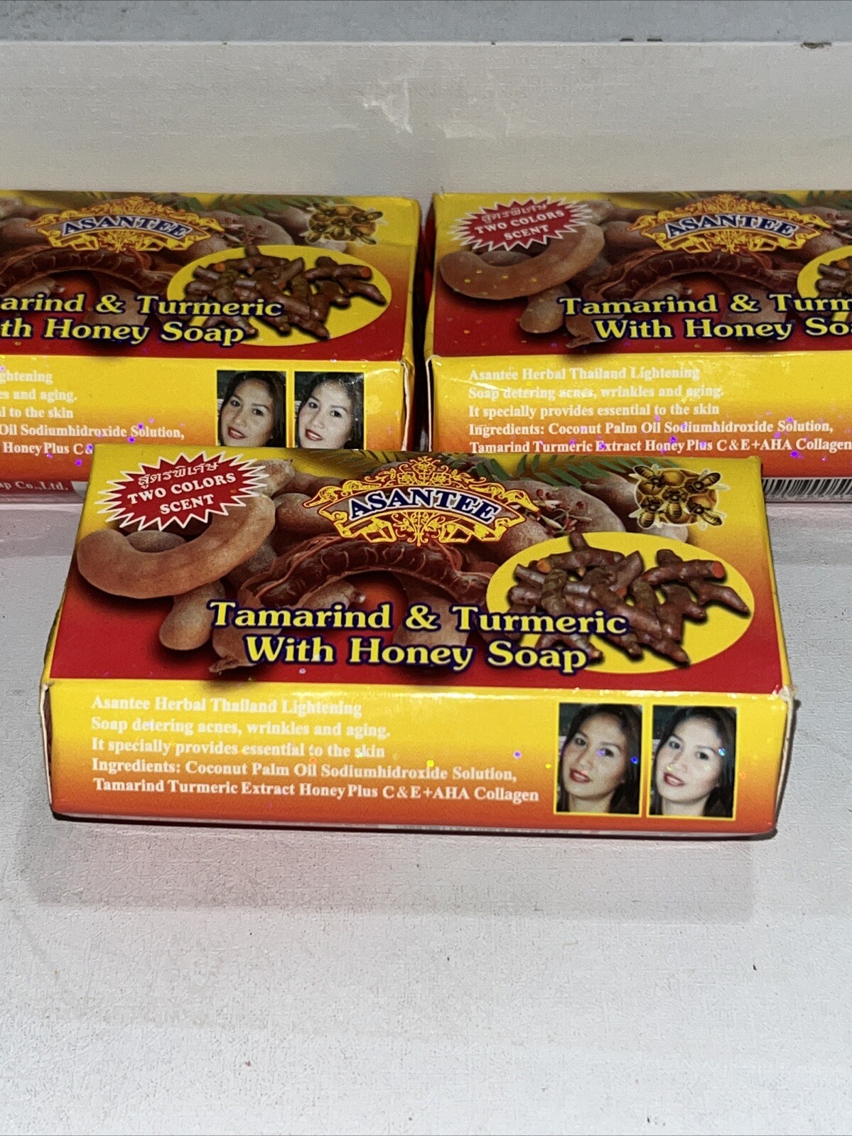 3 New Tamarind B Turmeric With Honey Bar Soap, 125g Each, Damaged Box