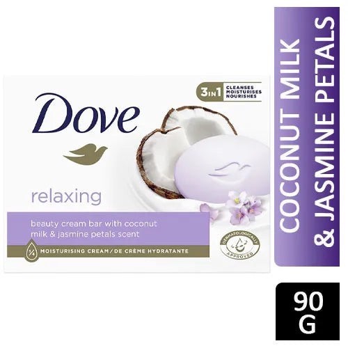 2 DOVE Relaxing Beauty Cream Bar with Coconut Milk & Jasmine Petals Scent
