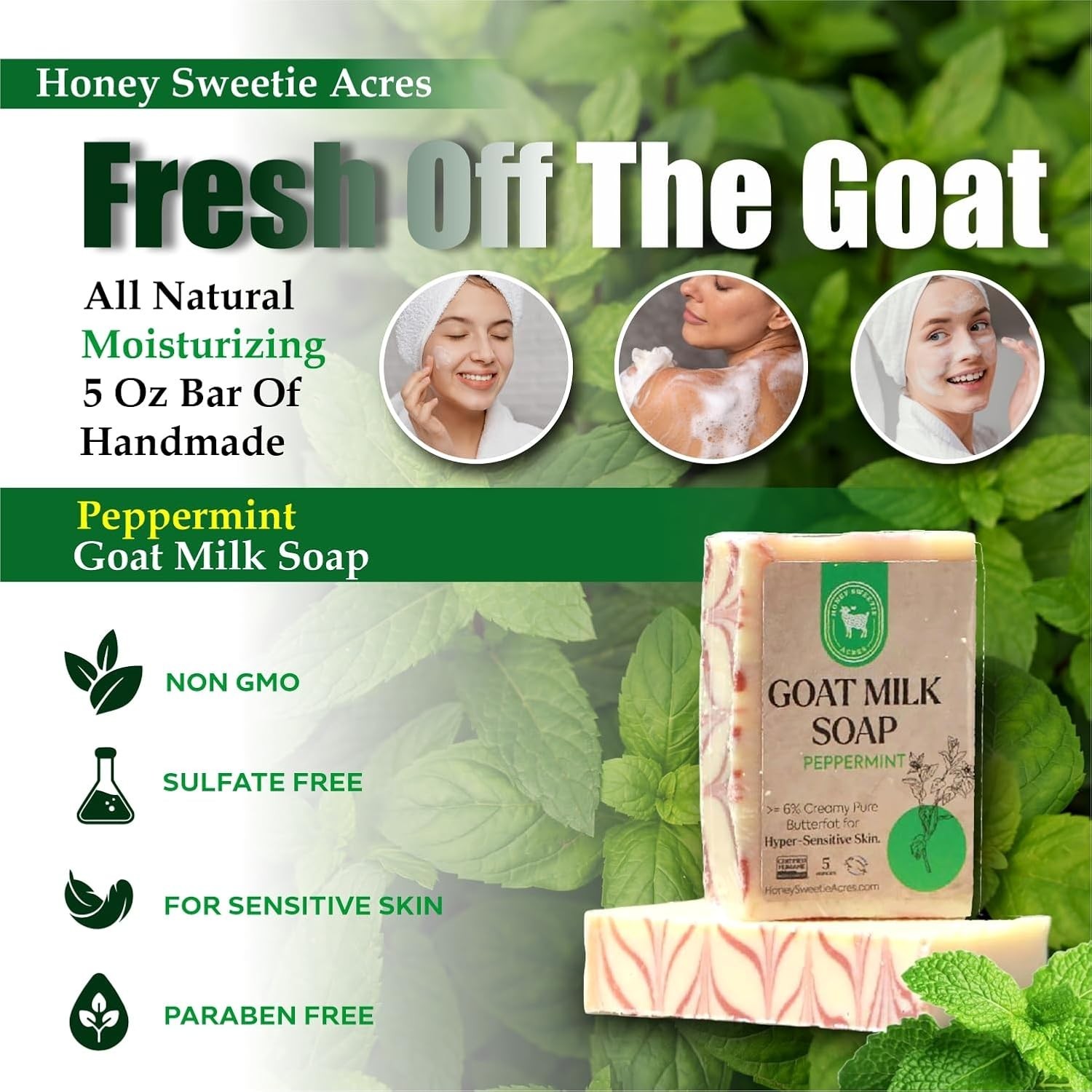 Honey Sweetie Acres 5-Pack Handcrafted Goat Milk Soap Farmhouse Herb Garden