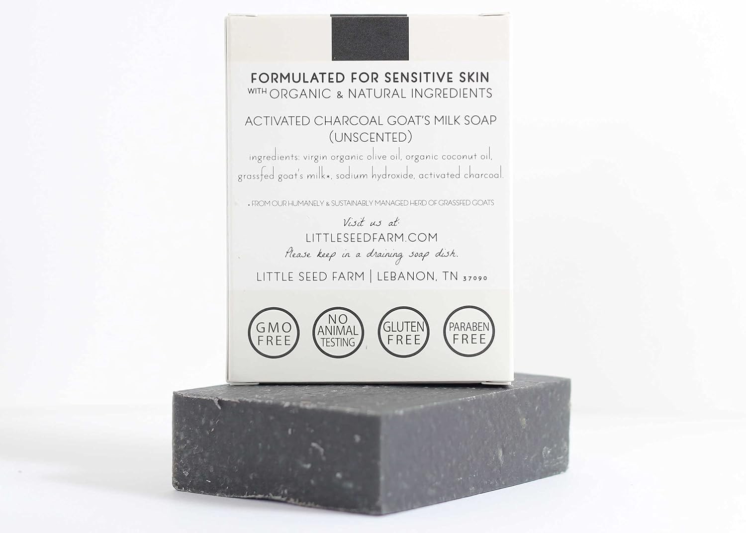 Little Seed Farm Organic Goat’s Milk Soap – 3 Pack of Activated Charcoal Facial