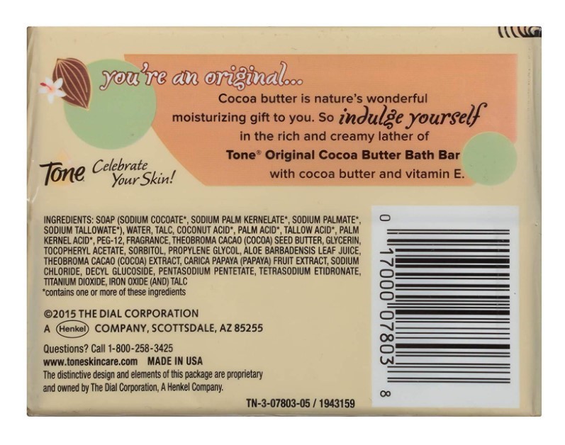 Tone Original Cocoa Butter, Vitamin E Bar Soap – two boxes of 4.25 oz. each