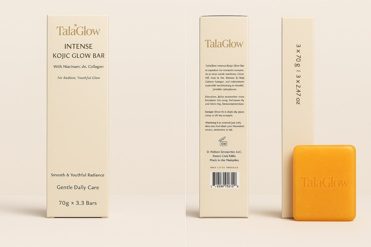 Tala Glow Intense Kojic Glow Bar Moisturizing Soap with Oils Collagen Niacinamid