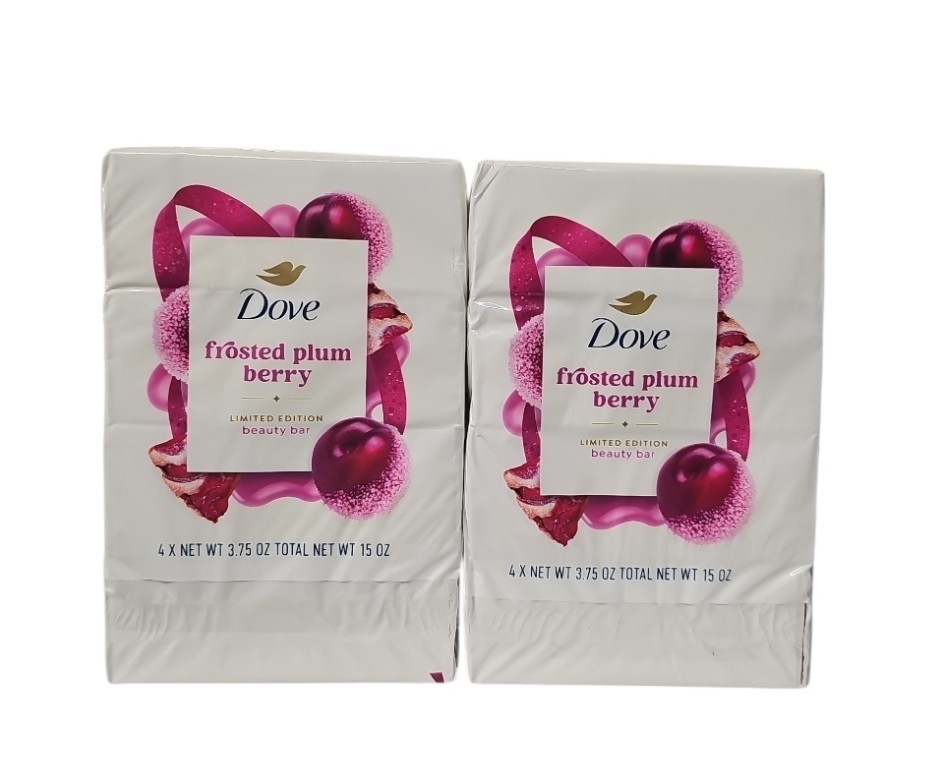 2 Pack Dove Frosted Plum Berry Limited Edition Holiday Soap 3.75 oz 8 Bars