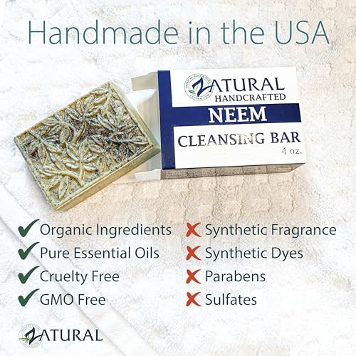 Neem Cleansing Bar – 100% Plant-Based Neem Oil Soap for 4 Ounce (Pack of 3)