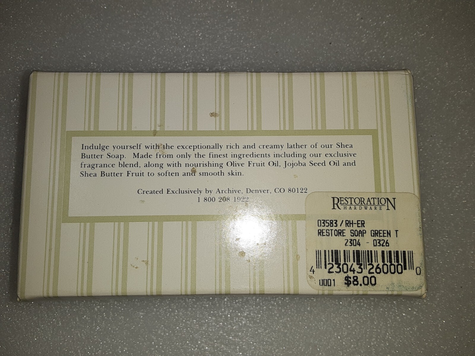 Restore 225 G Bar Shea butter hand soap with green tea & willow