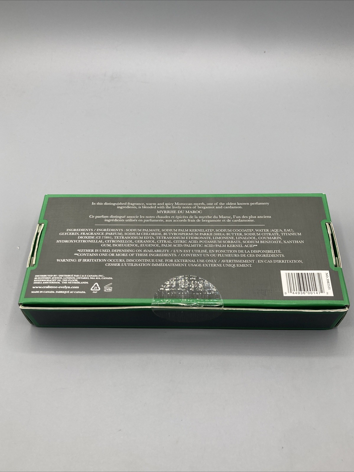 Crabtree & Evelyn Men’s Collection Moroccan Myrrh Body Bar Soap 3x 5.29 oz NIB
