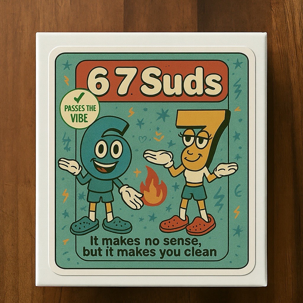 6 7 Suds Themed Handmade Soap Bar, Scent Cherry and Almond, Tween, Gen Z, Meme