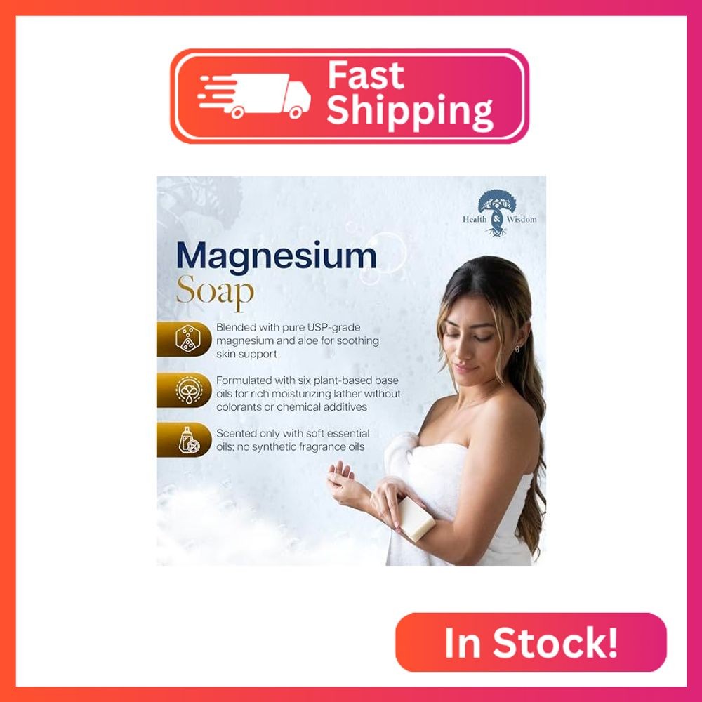 Health & Wisdom Magnesium Bar Soap – Moisturizing Body Soap – Handmade with Aloe