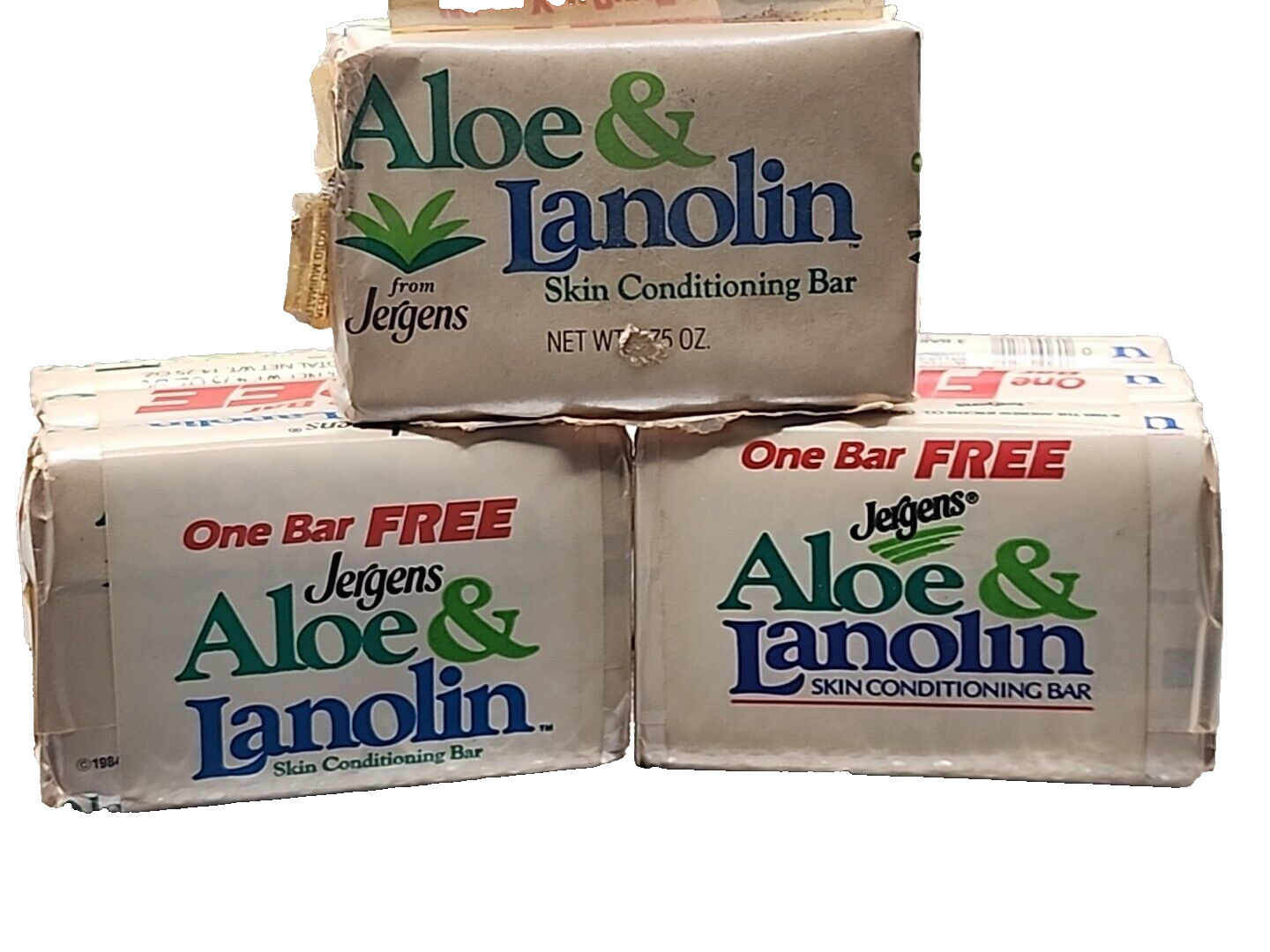 Jergens Aloe & Lanolin Skin Conditioning Bar Soap 8 Bars 4.75oz Bar NEW VTG 1985