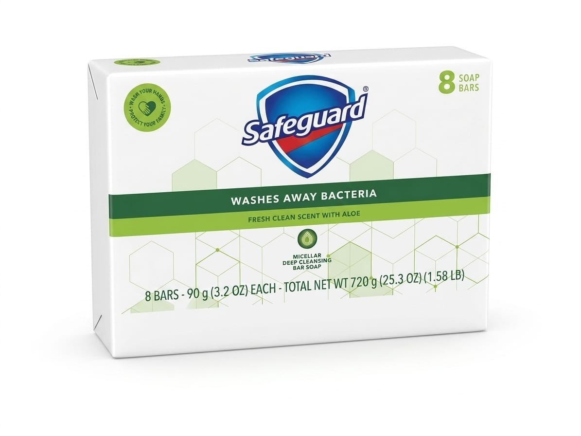 Safeguard Antibacterial Bar Soap Fresh Clean Scent with Aloe 8 Bars 3.2 oz Each