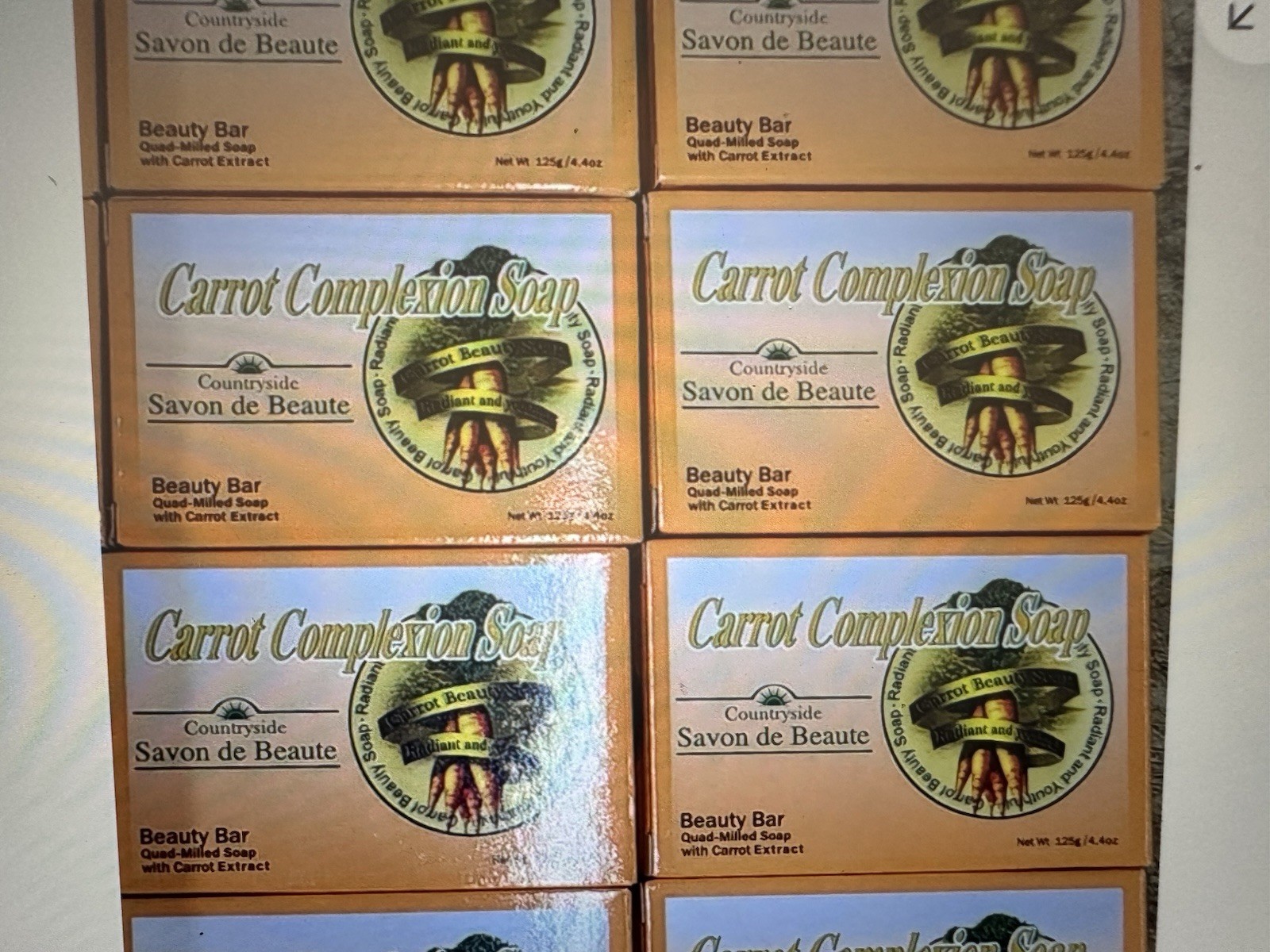 12-BAR- CARROT COMPLEXION SOAP BEAUTY BAR WITH CARROT OIL 125g (each) BRAND NEW!