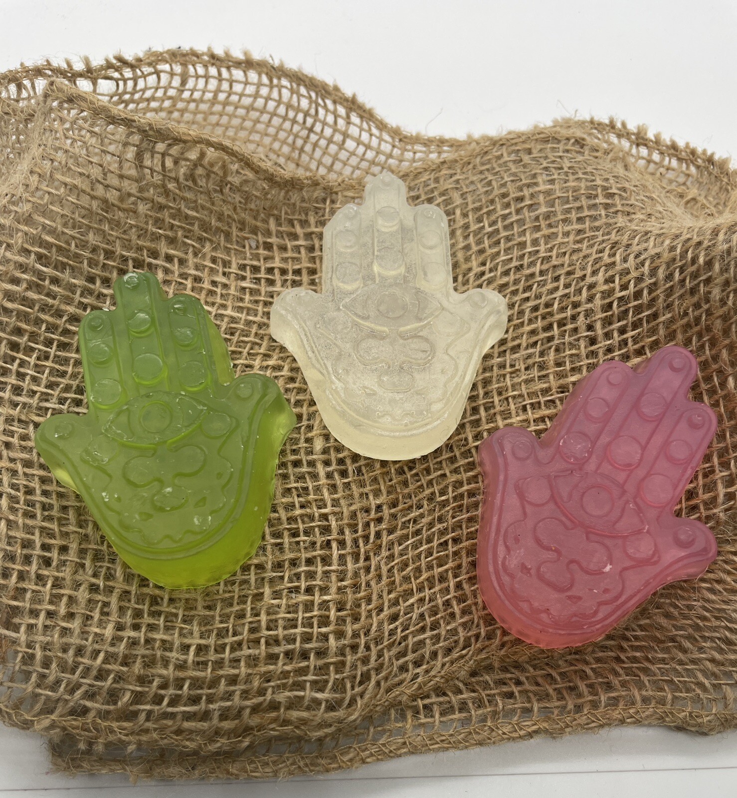Set Of 3 Home Made Chamsa Hamsa Soaps Unscented