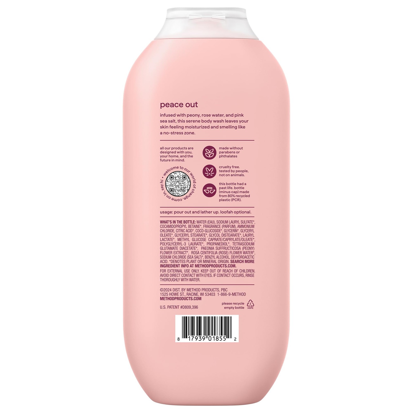 Method Body Wash, Pure Peace – Leaves Skin 18 Fl Oz (Pack of 6),