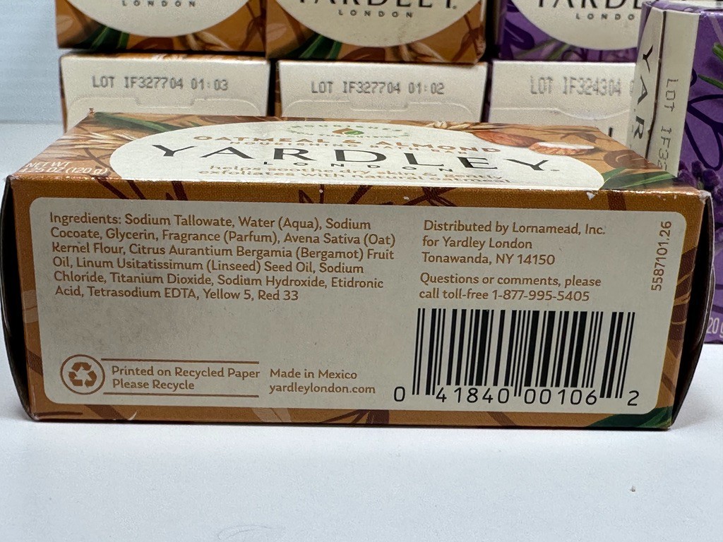 LOT (12) YARDLEY LONDON 6 OATMEAL & ALMOND 6 ENGLISH LAVENDER BATH BAR SOAP 4 OZ