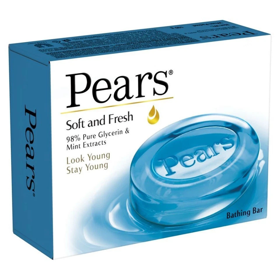 Pears Soap Mint Extract Soft & Fresh Bathing Bar 100g (Pack of 10) Free Delivery