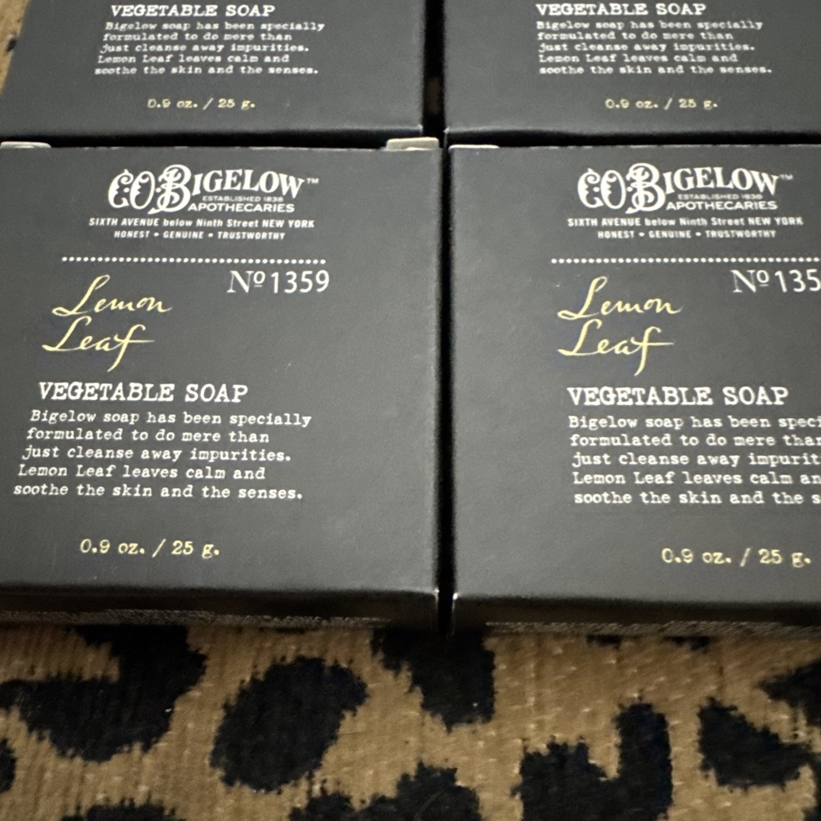 6 C.O. Bigelow LEMON LEAF Vegetable Soap .09 Oz Sealed. From Dream Hotels