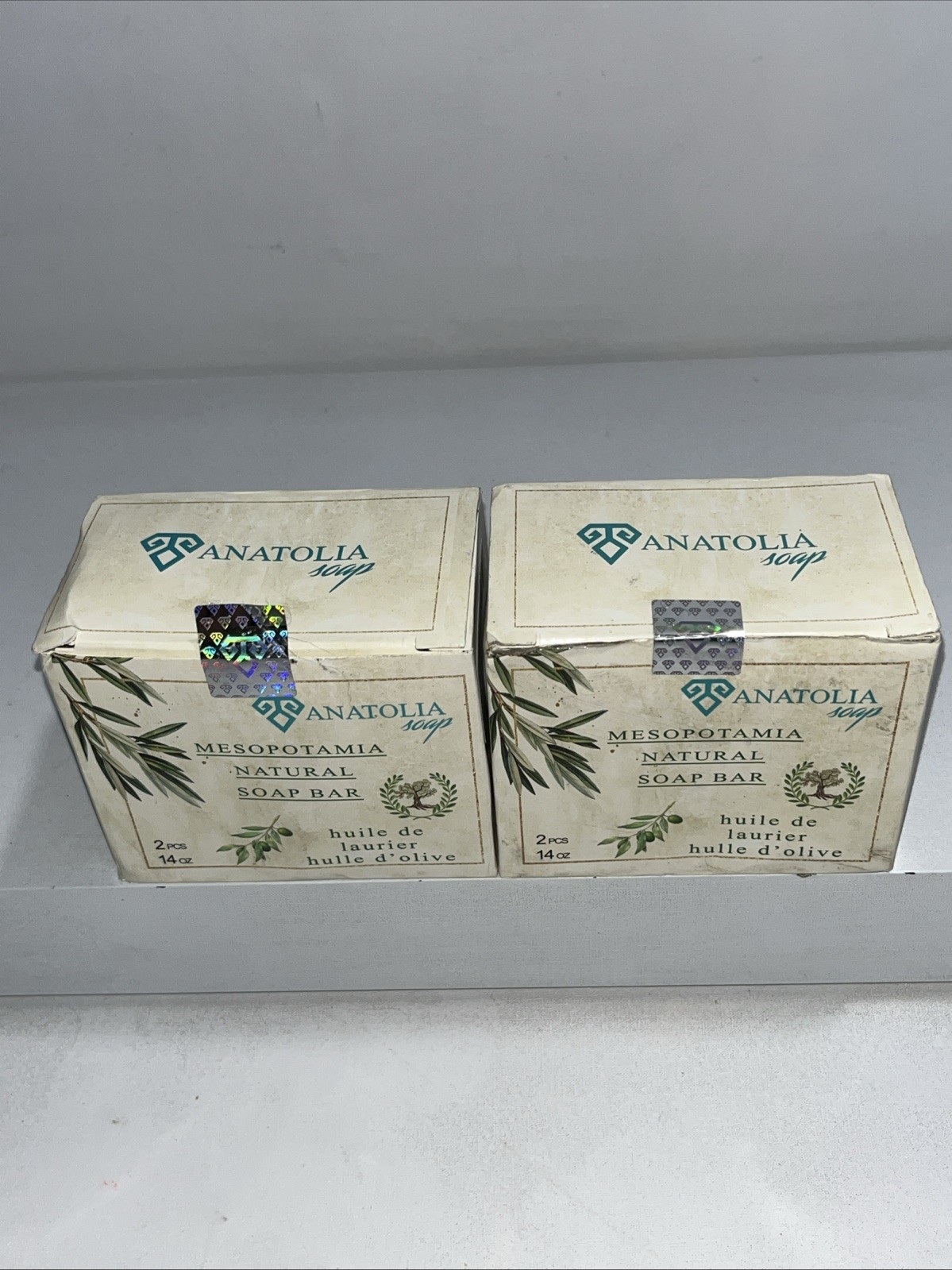2 Box’s Mesopotamia Natural Olive Bar Soap, 14oz Each Bar, 4 Bars Total