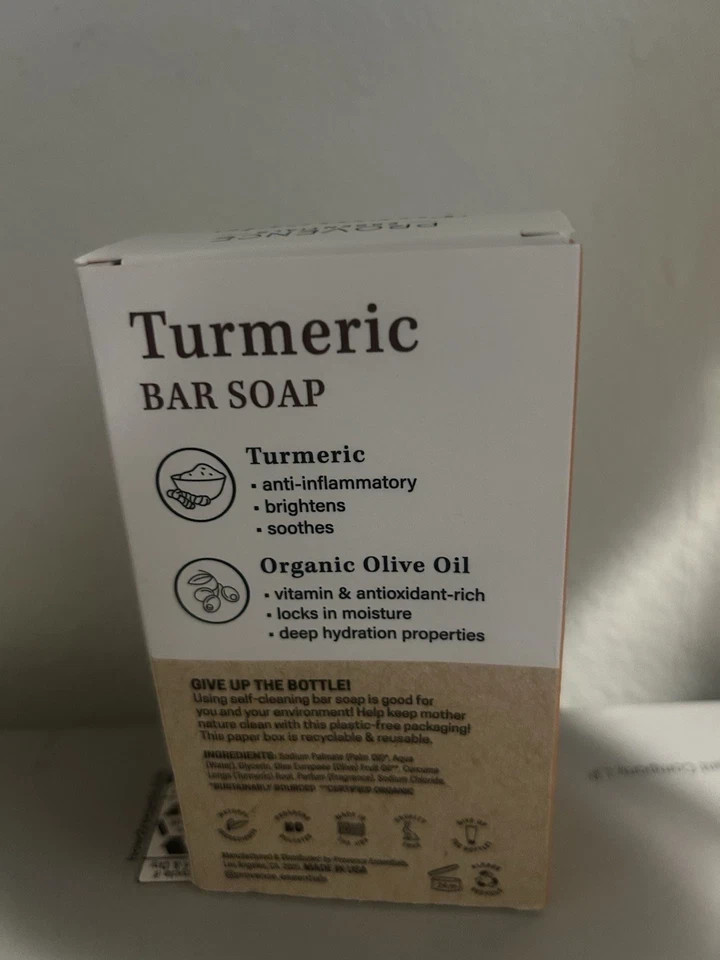 Provence Essentials Turmeric Bar Soap Vegan Cruelty-Free Paraben-Free 10 oz