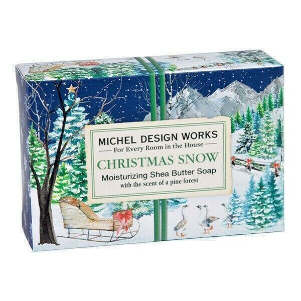 Michel Design Works Christmas Snow 4.5oz Boxed Soap & Glass Dish Gift Set