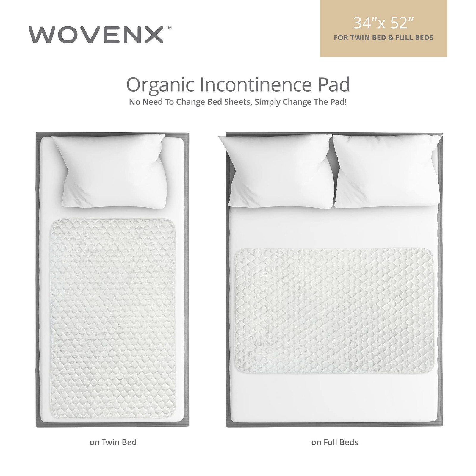 WOVENX Organic Incontinence Pads for Kids & Toddlers – 5 Layer Waterproof Pro…