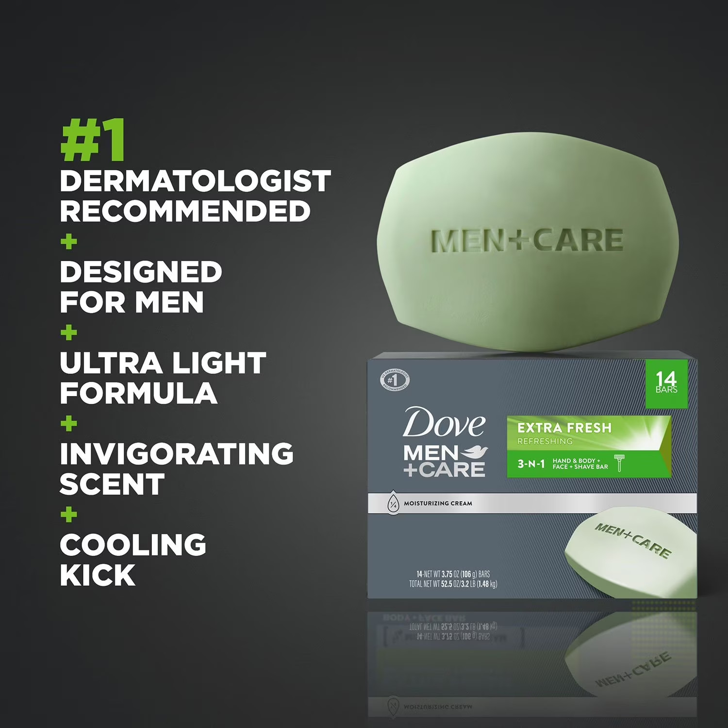 Dove Men+Care Body and Face Bar Soap, Extra Fresh (3.75 oz., 14 ct.) Great Price