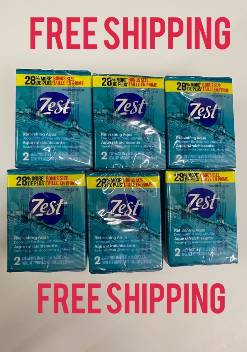 Zest Aqua Scent Deodorant 4oz Bath Soap Pure Cleansing Bar with Vitamin E Lot