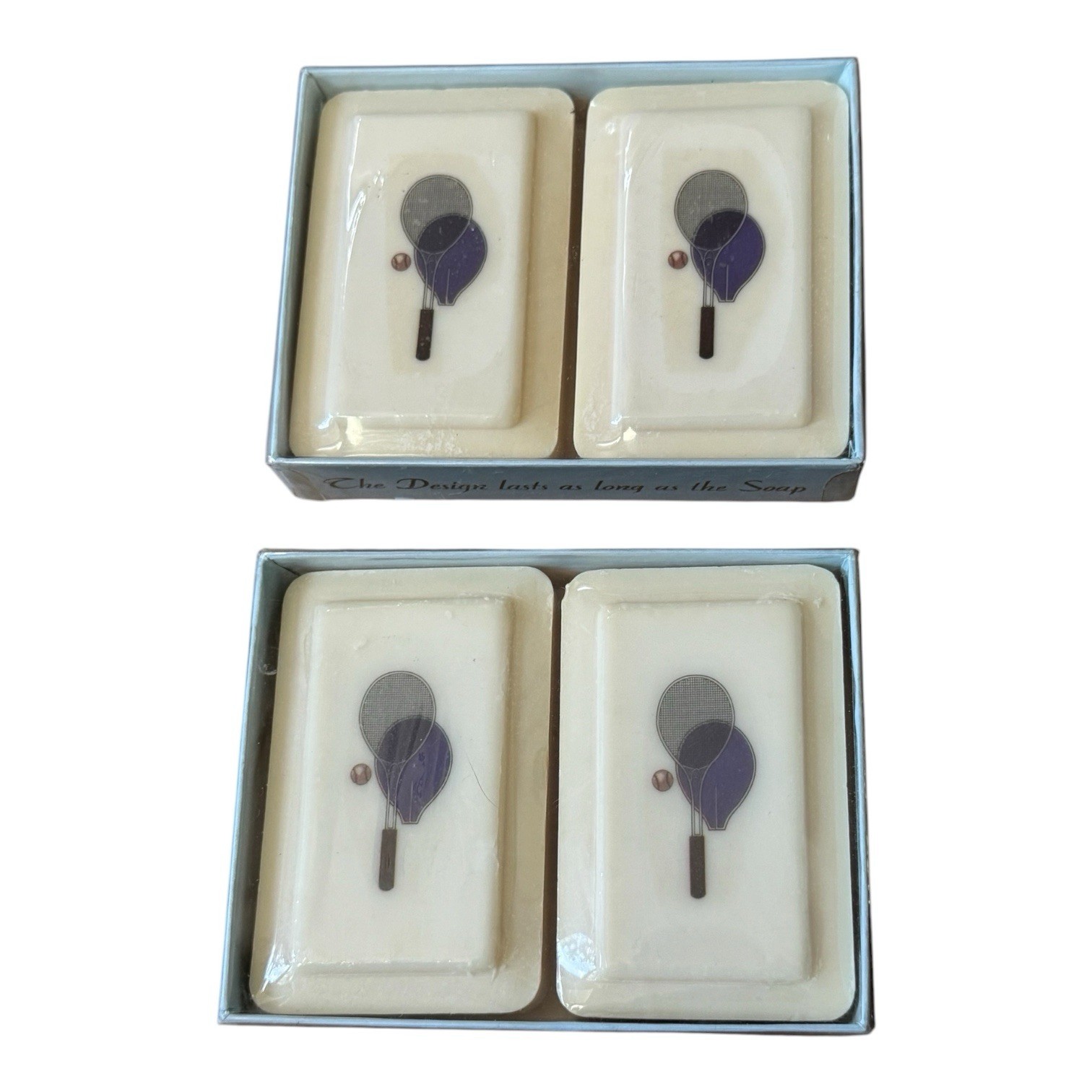 Vintage Katherine Gray Tennis Racket Soap Dish Set French Milled Soap NOS Gift