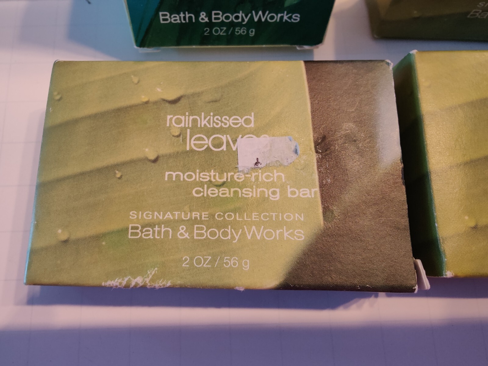 Bath & Body Works Rainkissed Leaves Soap Lot of 4, 2oz bars Total of 8oz NEW