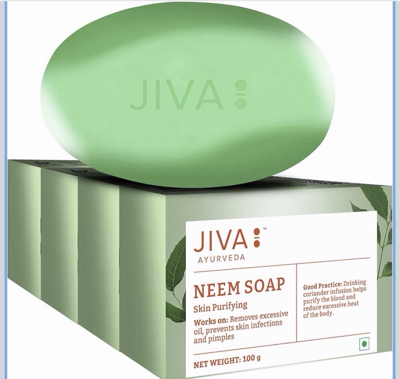 Jiva Ayurveda Neem Soap 100g Pack of 4 | Acne Care & Oil Control