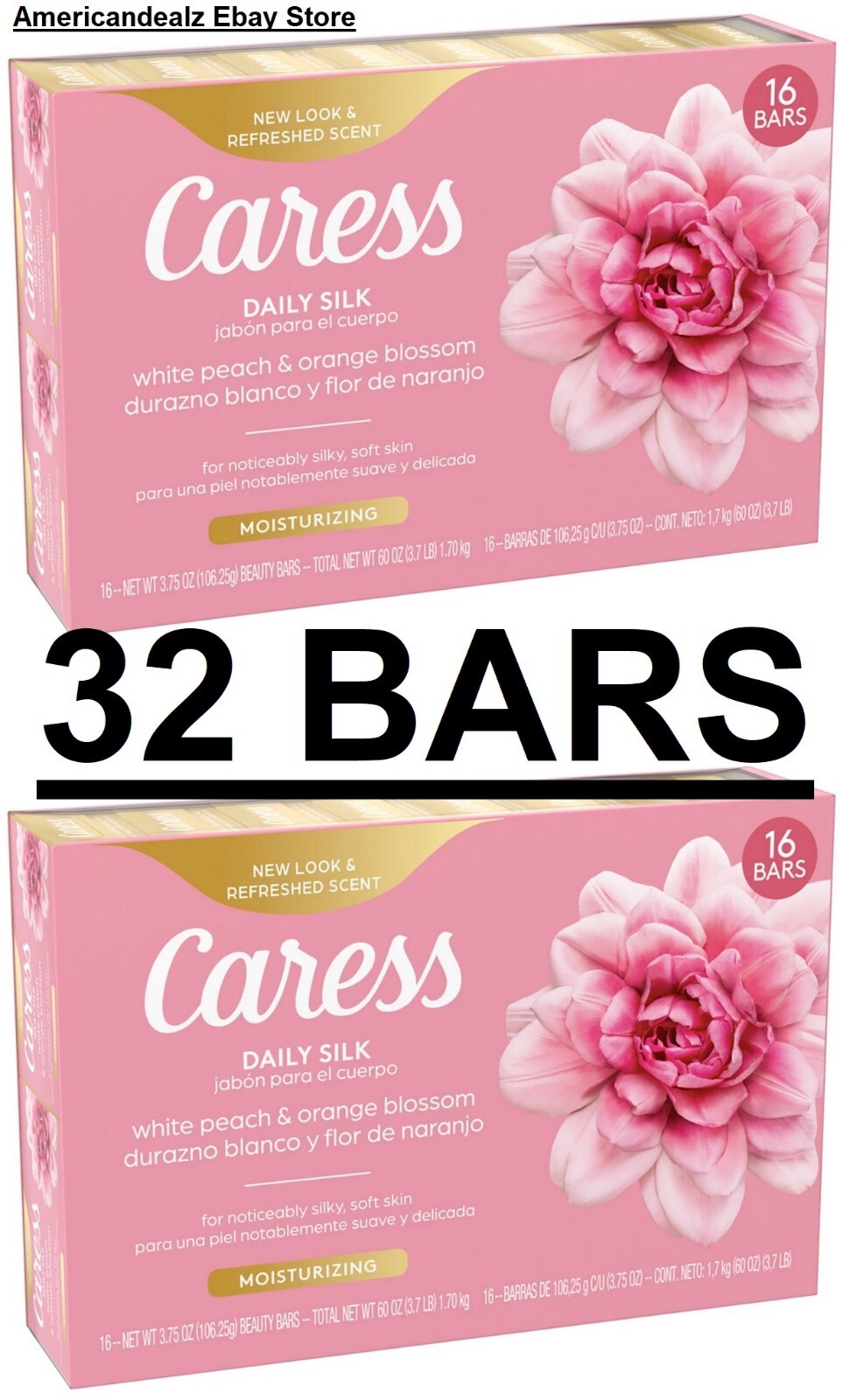 32 BARS – Caress Silkening Beauty Bar, Daily Silk, Floral Oil Essence (3.75 oz)