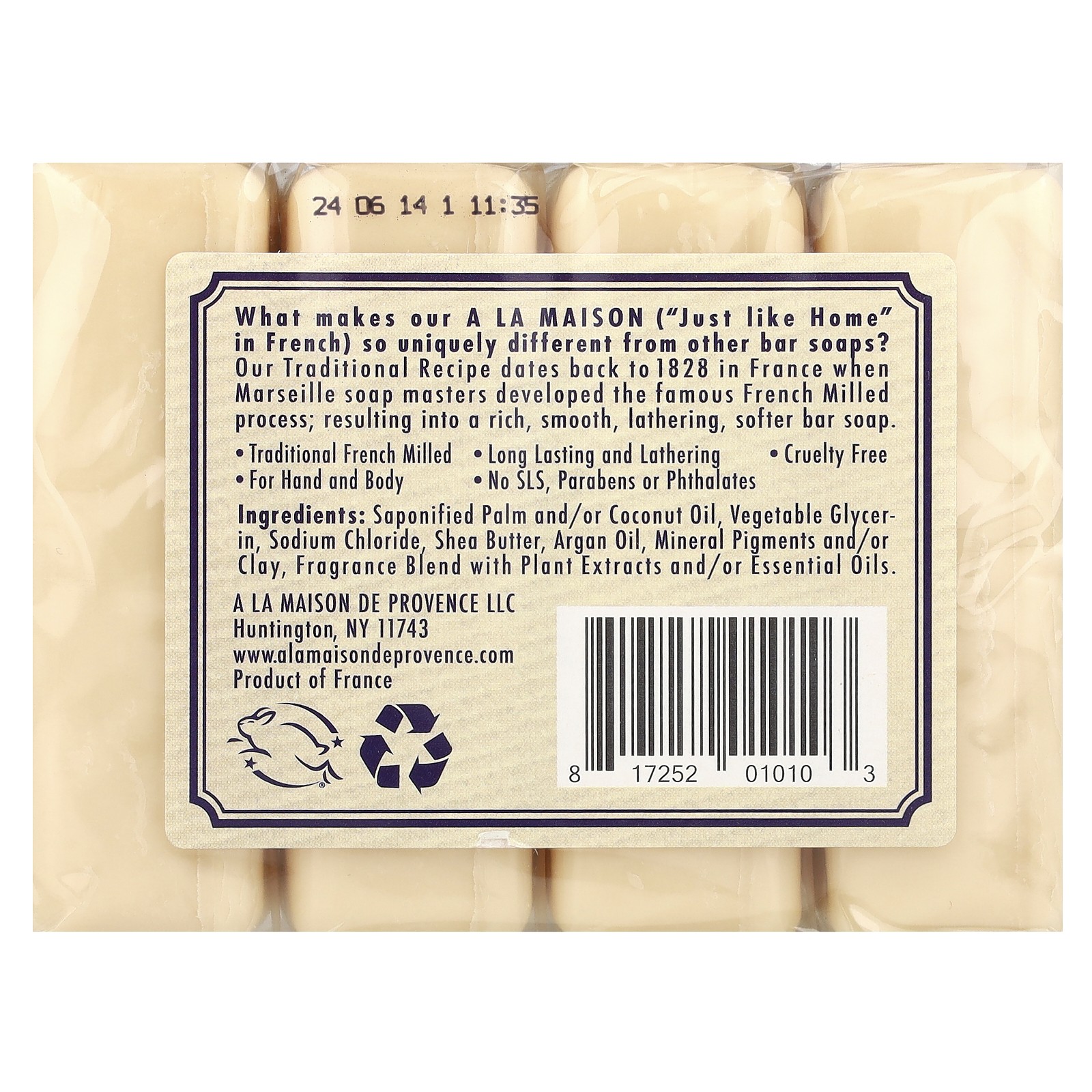 Hand & Body Bar Soap, Lavender Flowers, 4 Bars, 3.5 oz (100 g) Each