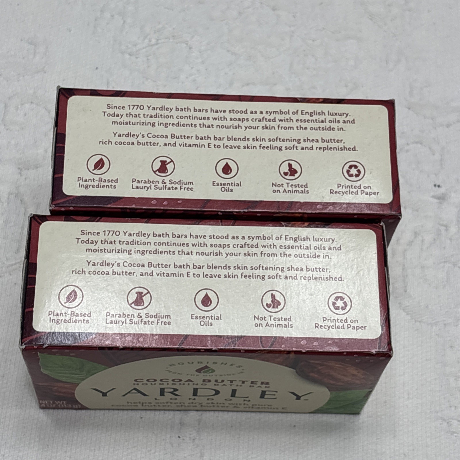 Yardley London Bath Bar Soap with Cocoa Shea Butter & Vitamin E 4 oz Pack of 2