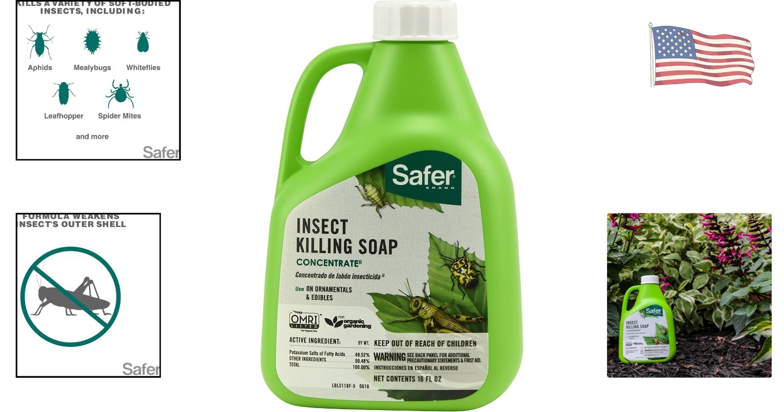 Organic 16 oz Insect Killing Soap Concentrate – Fast Acting & Gentle on Plants