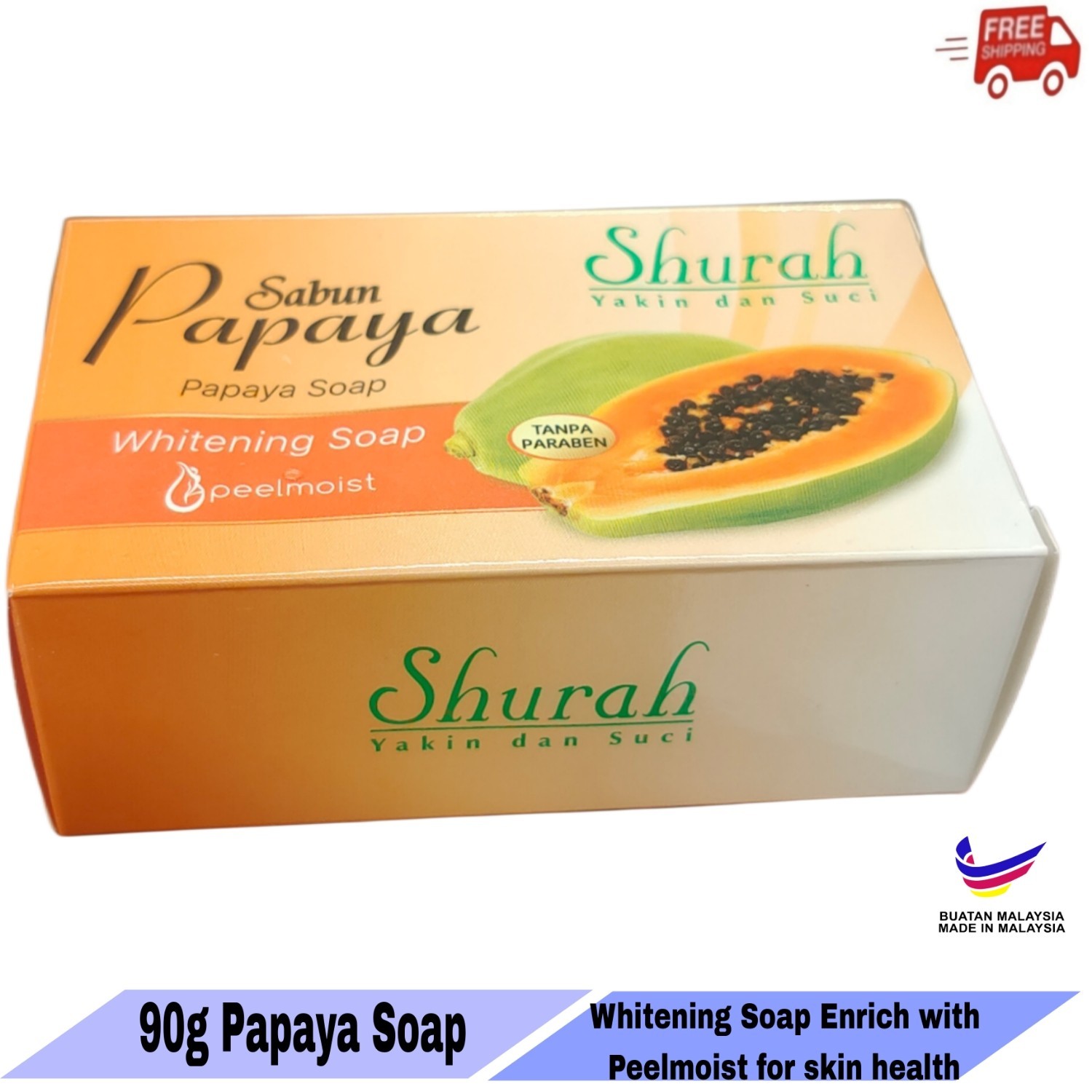 2x Papaya Extract Whitening Soap with Peelmoist for Skin Moisture-FREE SHIPPING