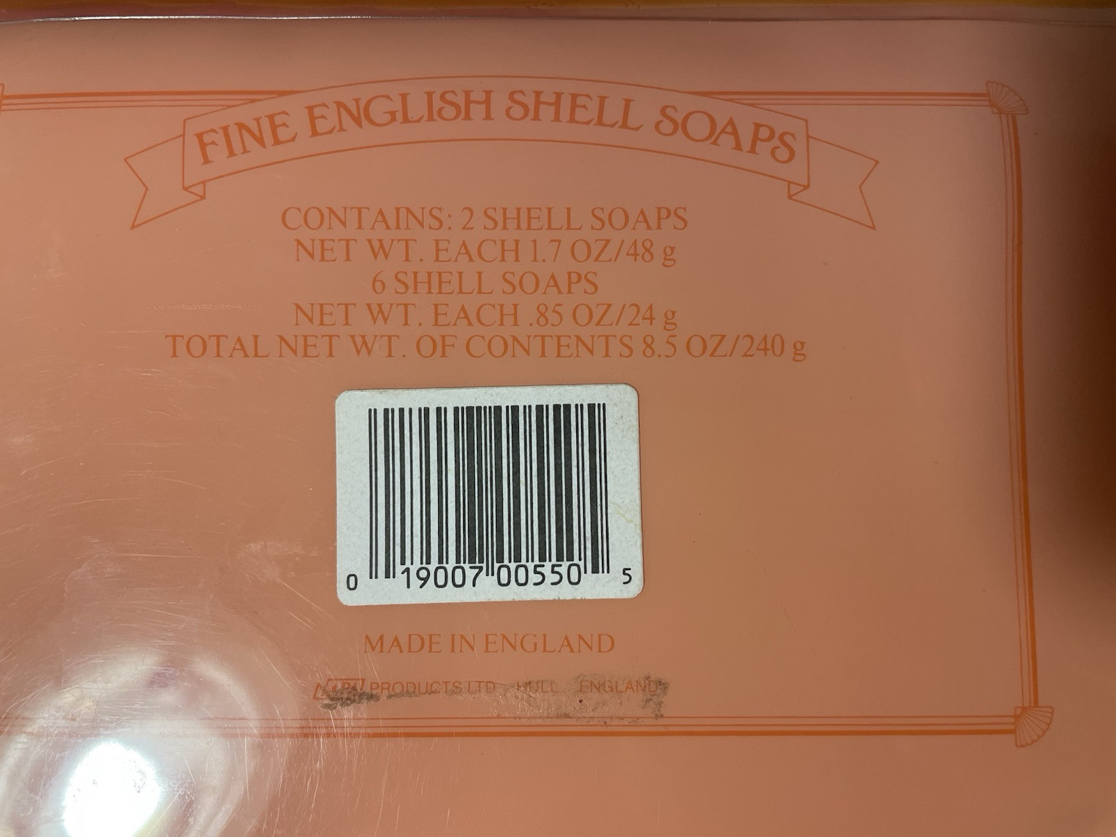 Vintage Fine English Shell Soaps, Seven In Total, Light Pink, open box