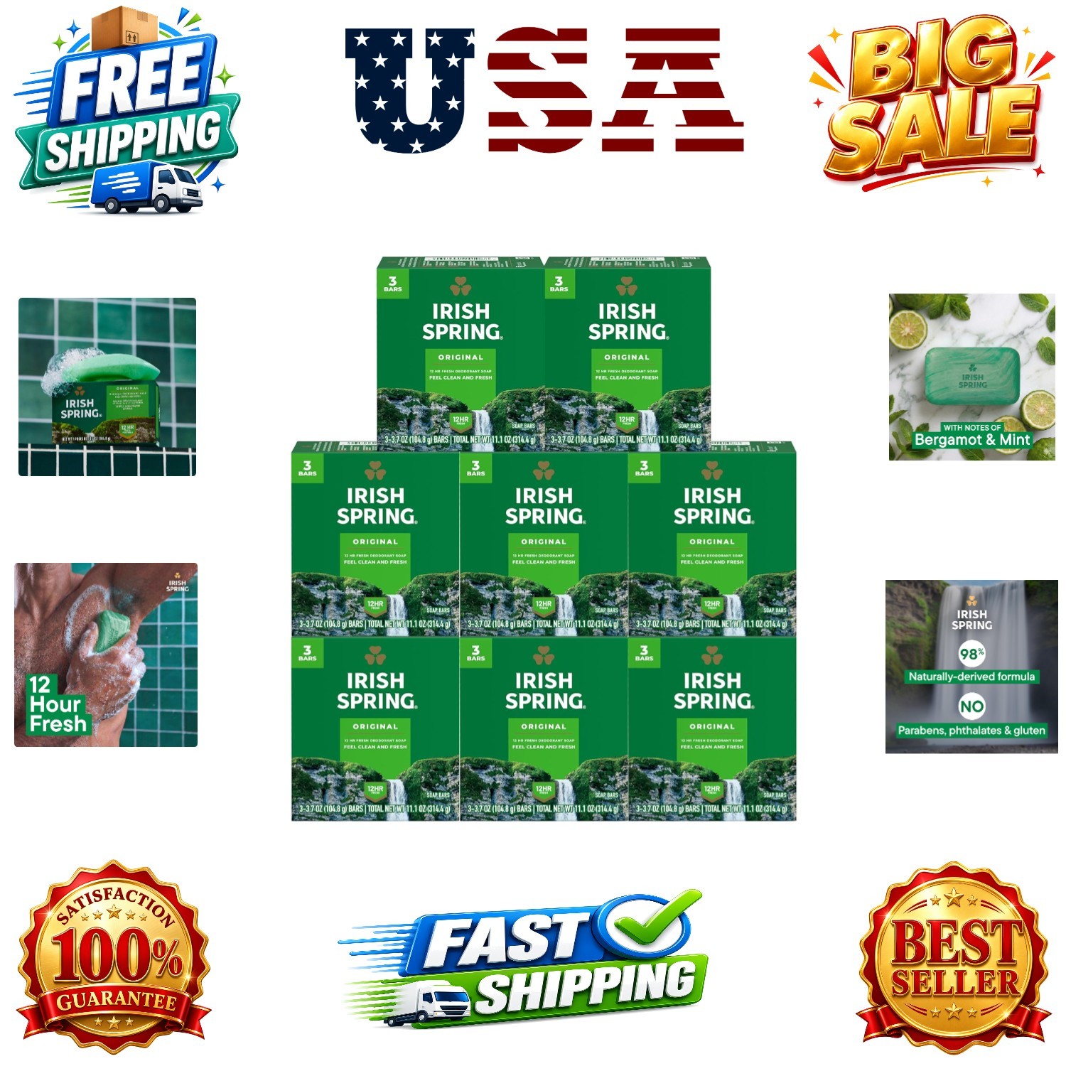 Bar Soap for Men, Clean, Smell Fresh and Clean for 12 Hours, Men Soap Bars f…