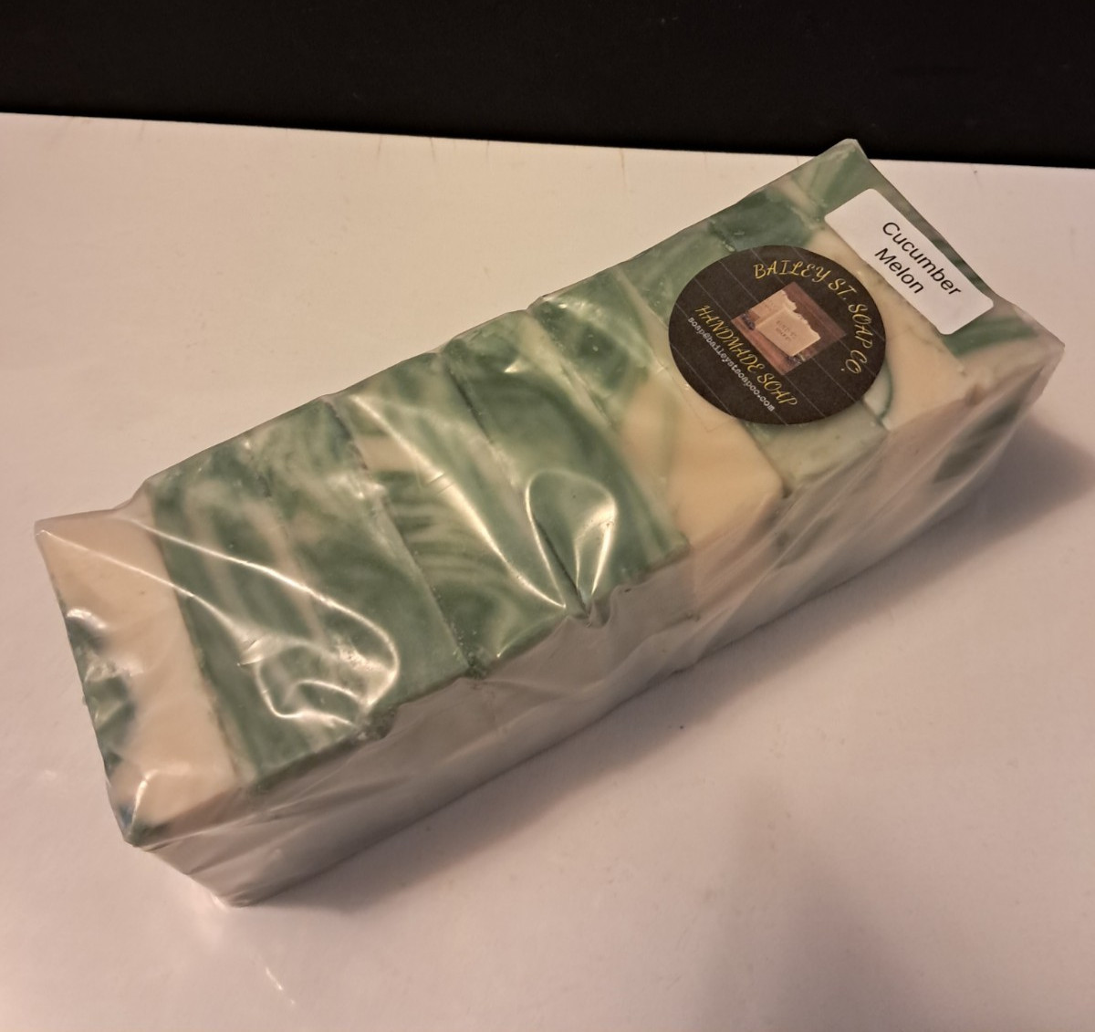 Cucumber Melon Cold Processed handmade soap loaf, 9 precut bars