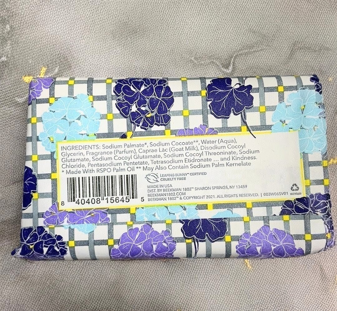 Beekman 1802 Goat Milk Bar Soap Moonlit Geranium & Iris Jumbo 9 oz NEW