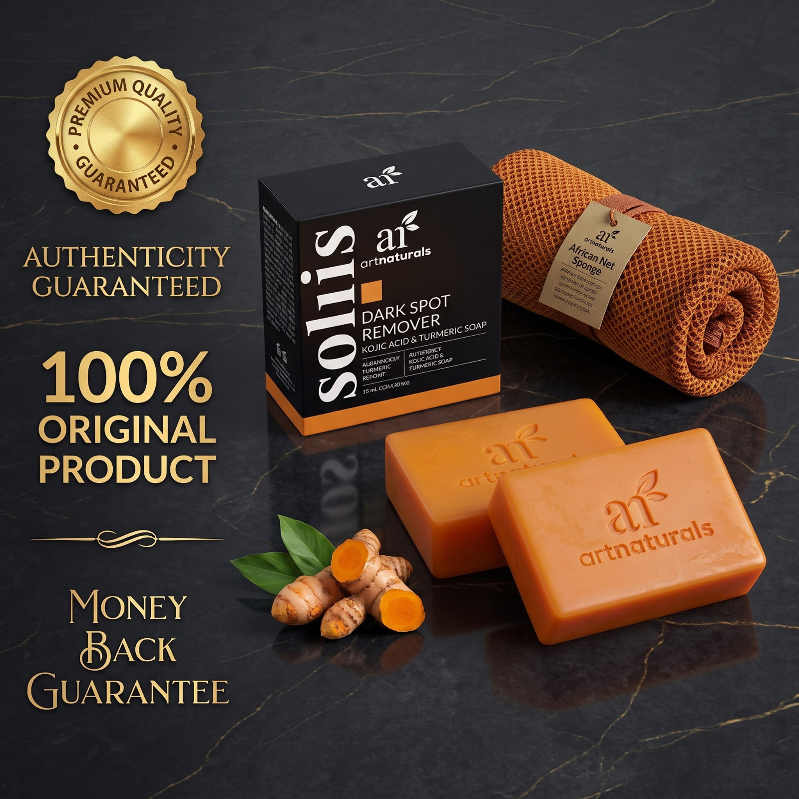 ArtNaturals Kojic Acid Turmeric Soap Dark Spot Remover 2 Pack Vitamin C