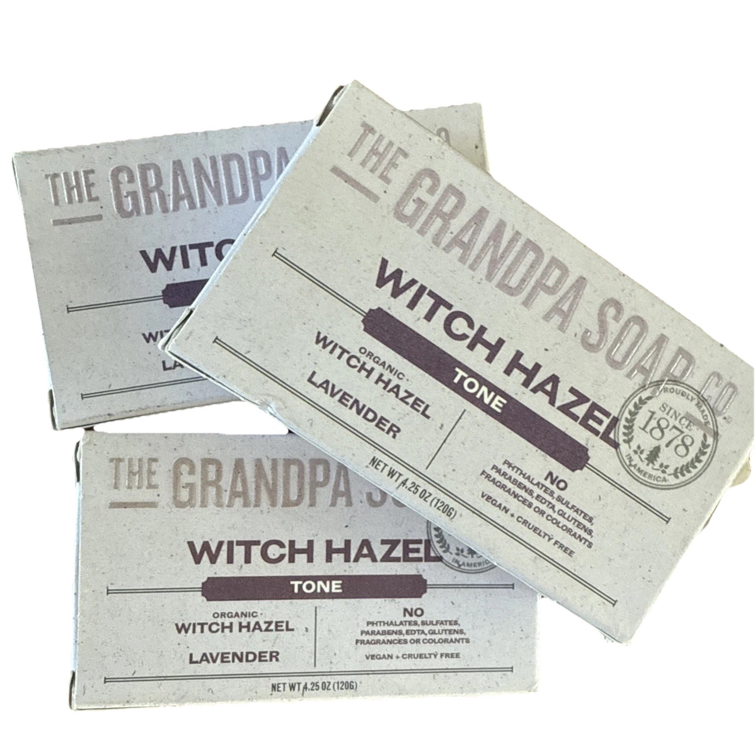 The Grandpa Soap Co Witch Hazel Tone Bath Face & Body Bar Soap 4.25 oz Pack of 3