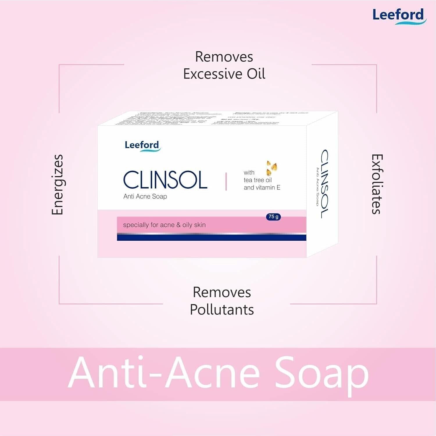 CLINSOL SOAP PACK OF 10 (75G EACH) BEST FOR ACNE & OILY SKIN ENRICHED TEA TREE