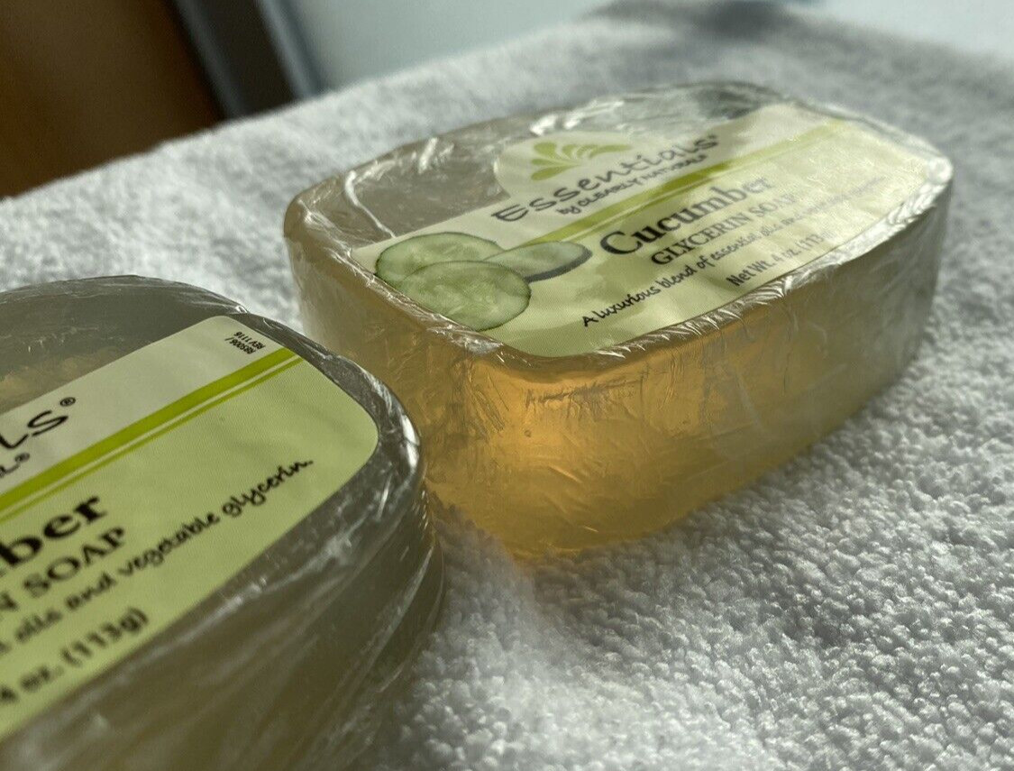 Essentials By Clearly Natural: CUCUMBER GLYCERIN SOAP 4 Oz NEW Lot of 2 Sealed