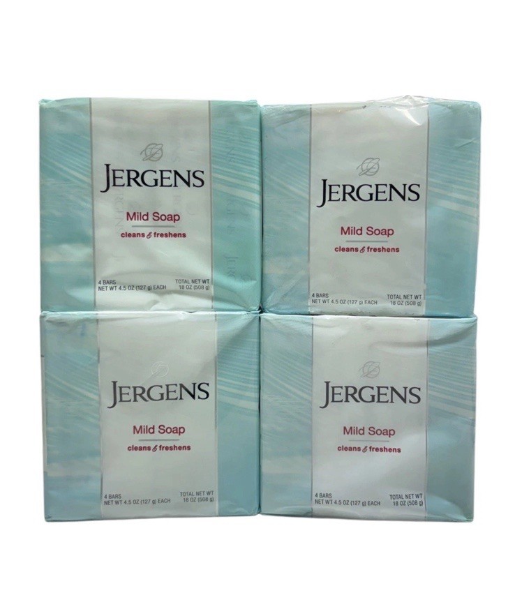 16 JERGENS Mild Soap Bar Soap, Cleans & Freshens, 4 Bars, 4.5oz each