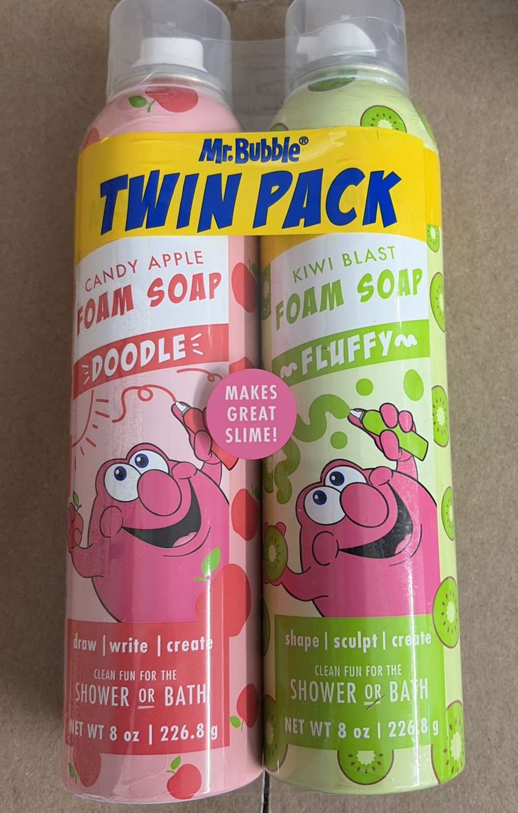 New Sealed Mr. Bubble Foam Soap – Twin Pack. Grape and Kiwi Blast