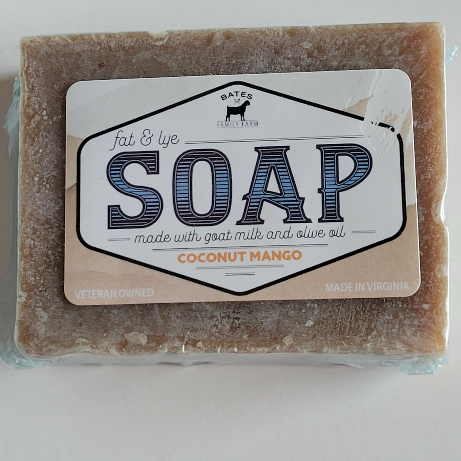 Bates Family Farm Coconut Mango Fat and Lye Soap Goat Milk Olive Oil Natural
